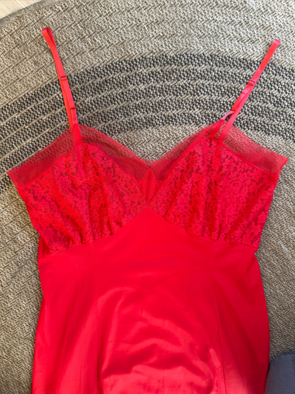 Vtg Van Raalte Red Opaquelon Nylon Full Slip 7908A Lace Size 40 PinUp 1950s - Picture 6 of 16